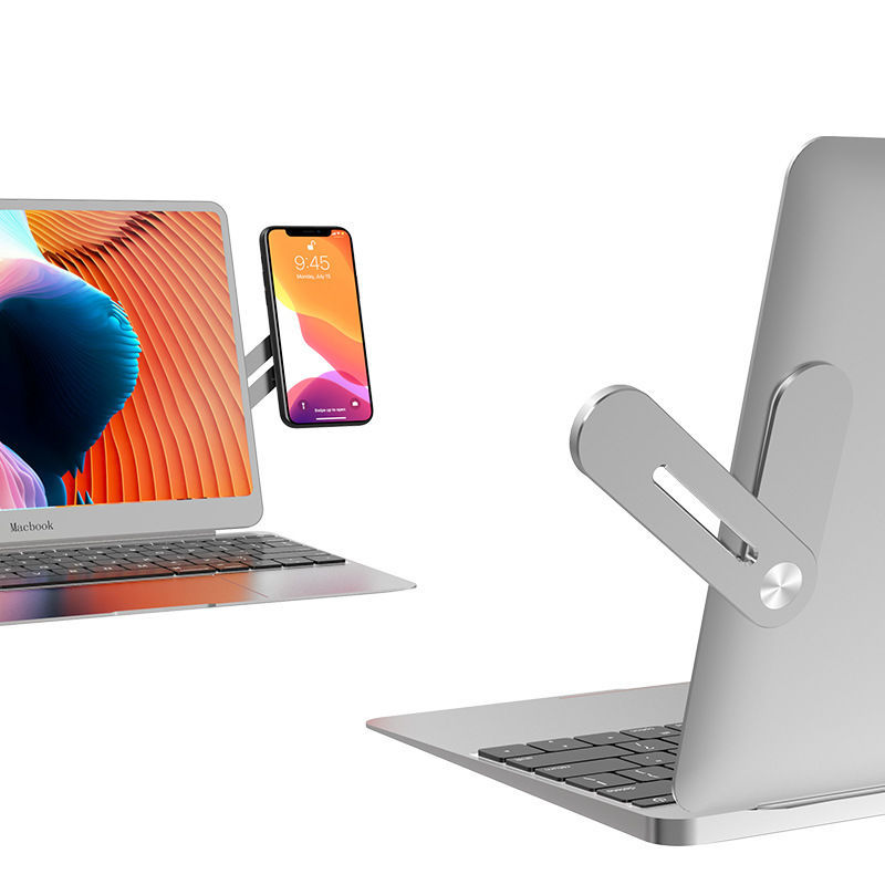 Magnetic laptop phone holder